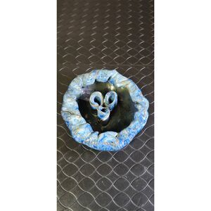 Handmade Pottery Flower Frog Blue
